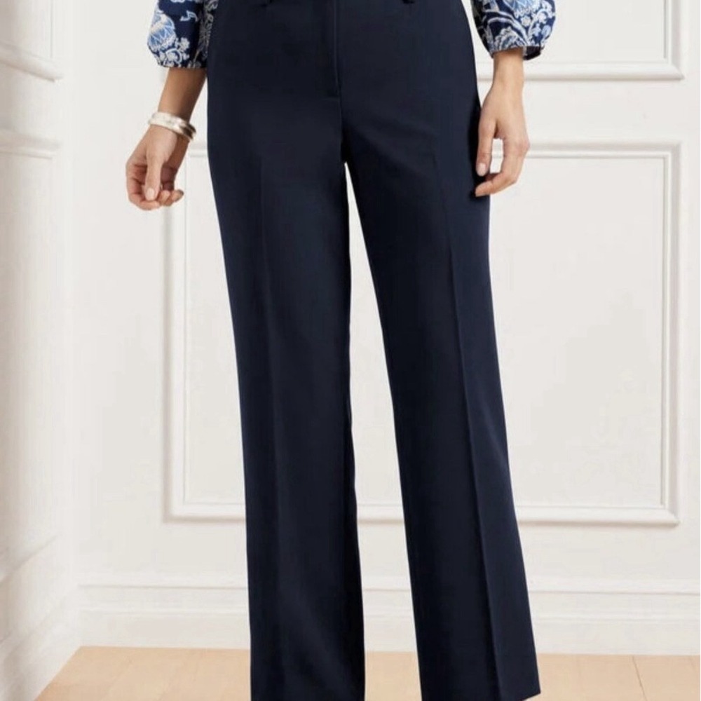 Talbots Southampton Straight Leg Pants Womens 8P Petite Indigo Navy Career EUC